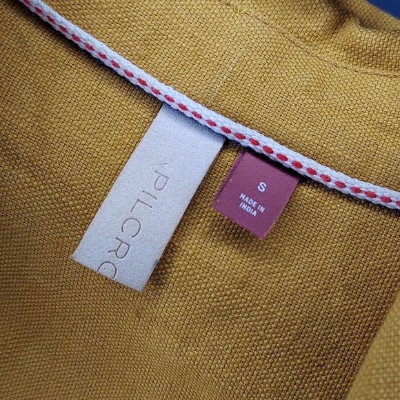 Pilcro Linen‎ Blend Shirtdress Small Mustard Relaxed Button Collar Pocket Tunic - Picture 7 of 12